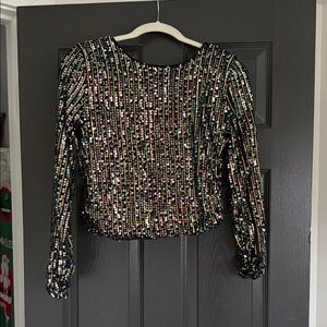 Sugarlips Black Multicolor Sequin Blouse